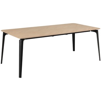 Stół bielony fornirowany blat dąb czarne metalowe nogi 200x100 cm