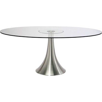 Nowoczesny owalny stół dla 6-8 osób blat szkło transparentne noga srebrna 180x120 cm
