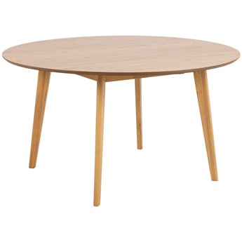 Stół okrągły naturalny fornirowany blat dąb drewniane nogi kauczuk Ø140x76 cm