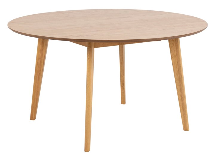 Stół okrągły naturalny fornirowany blat dąb drewniane nogi kauczuk Ø140x76 cm