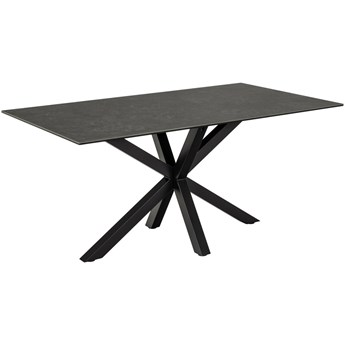 Stół czarny ceramiczno-szklany blat metalowe nogi 160 x 76 cm