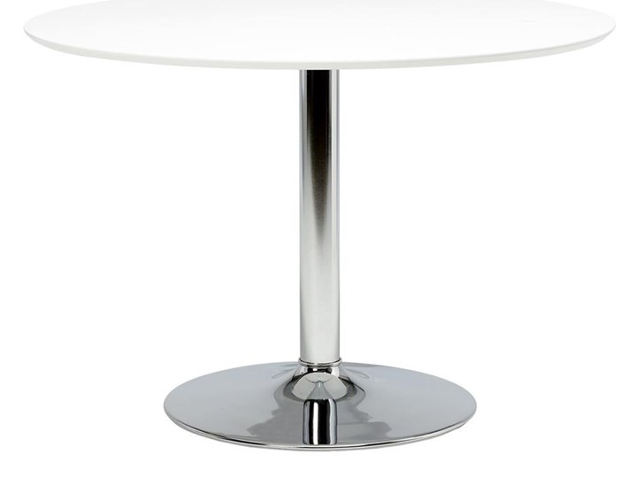 Stół Gail Ø110 cm biały noga srebrna Płyta MDF Metal Rozkładanie