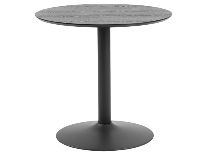 Stół okrągły czarny fornirowany blat jesion czarna metalowa noga Ø80x75 cm