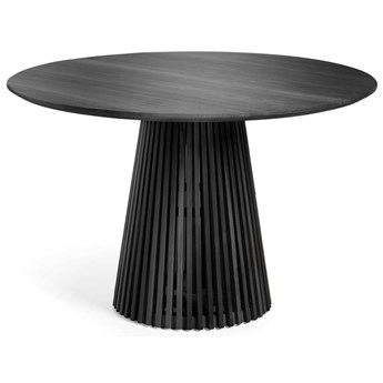 stół okrągły Jeanette z litego drewna tekowego wykończenie czarne Ø 120 cm