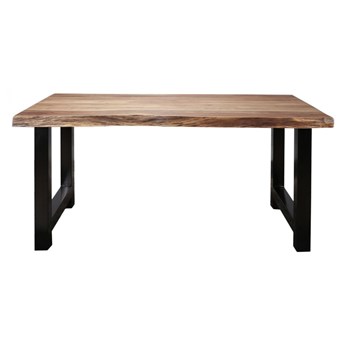 Stół naturalny drewniany blat akacja czarne metalowe nogi 165x85 cm
