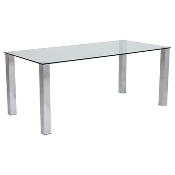 Duzy nowoczesny stol do salonu szklany blat i metalowe nogi 180x90 cm