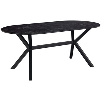 Stół czarny ceramiczny blat metalowe nogi 180x90 cm