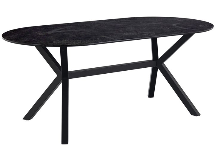 Stół czarny ceramiczny blat metalowe nogi 180x90 cm