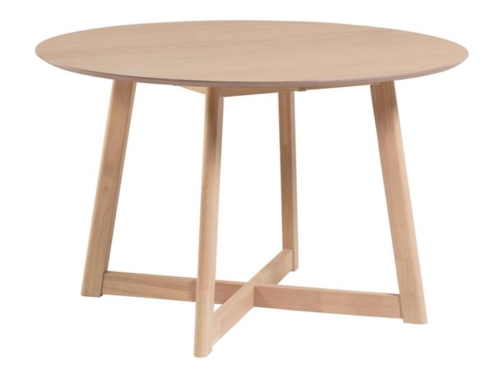 Stół okrągły rozkładany Maryse drewniany bielony 70(120)x75 cm Drewno Średnica 120 cm