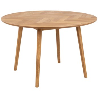 Stół okrągły naturalny fornirowany blat drewniane nogi dąb Ø120x75 cm