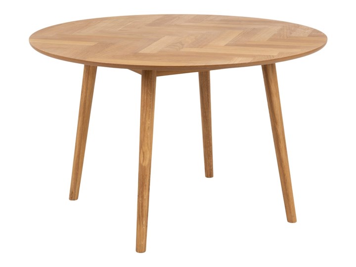 Stół okrągły naturalny fornirowany blat drewniane nogi dąb Ø120x75 cm