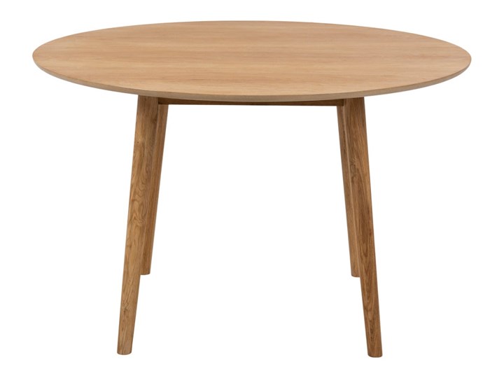 Stół okrągły naturalny fornirowany blat dąb drewniane nogi Ø120x75 cm