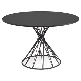 okrągły stół Niut z lakierowanej czarno płyty MDF czarne wykończenie stalowe nogi Ø120cm