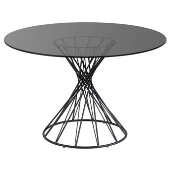 okrągły stół Niut szklany z nogami ze stali z czarnym wykończeniem Ø 120 cm