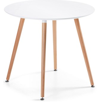 stół okrągły Wad Ø 100 cm biały lakierowany nogi z litego drewna bukowego