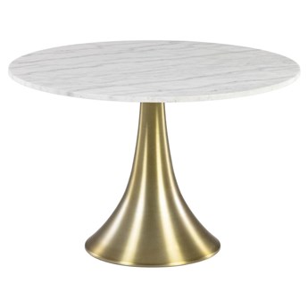 okrągły stół Oria biały marmur złoty stalowe nogi Ø 120 cm