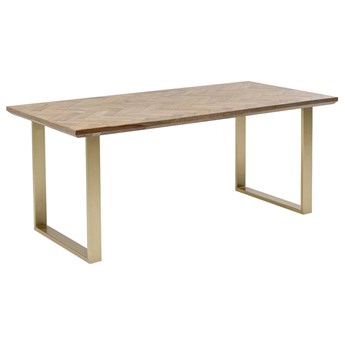 Stół 8-osobowy z drewnianym blatem i złotymi nogami 180x90 cm