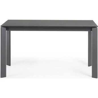 rozkładany stół Axis szare szkło i stalowe nogi w kolorze grafitowym 140 (200) cm