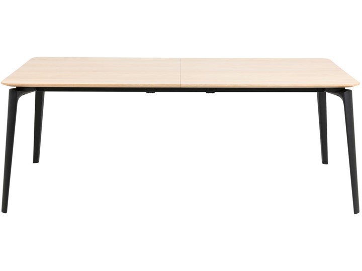 Stół rozkładany naturalny fornirowany blat dąb czarne metalowe nogi 200-300x100 cm Wysokość 67 cm Drewno Stal Wysokość 75 cm Płyta MDF Średnica