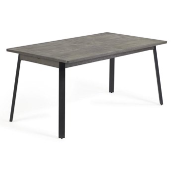 Stół rozkładany szary drewniany blat akacja czarne metalowe nogi 160-220x90 cm