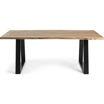 stół Alaia z litego drewna akacjowego i stali nogi z czarnym wykończeniem 220 x 100 cm