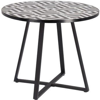 okrągły stół Tella czarno-biały ceramiczny stalowe nogi czarne wykończenie Ø 90 cm