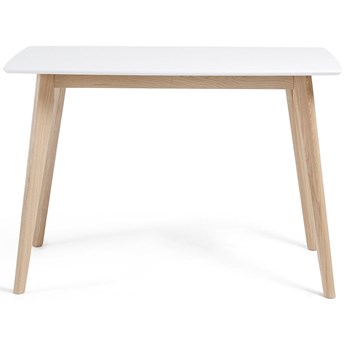 stół Anit 120 x 75 cm biały lakierowany nogi z litego drewna jesionowego