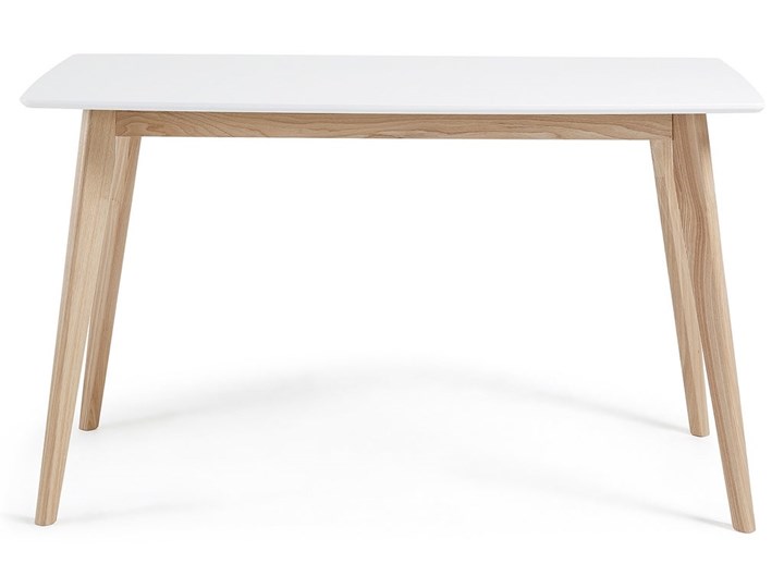 Stół Anit biały z drewnianymi nogami 140 x 80 cm Drewno Płyta MDF Rozkładanie