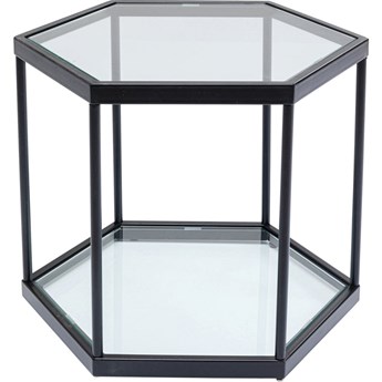 Stolik kawowy sześciokąt metalowy blat szklany czarny 55x48 cm