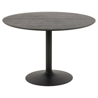Stół okrągły czarny fornirowany blat jesion czarna metalowa noga Ø110x74 cm