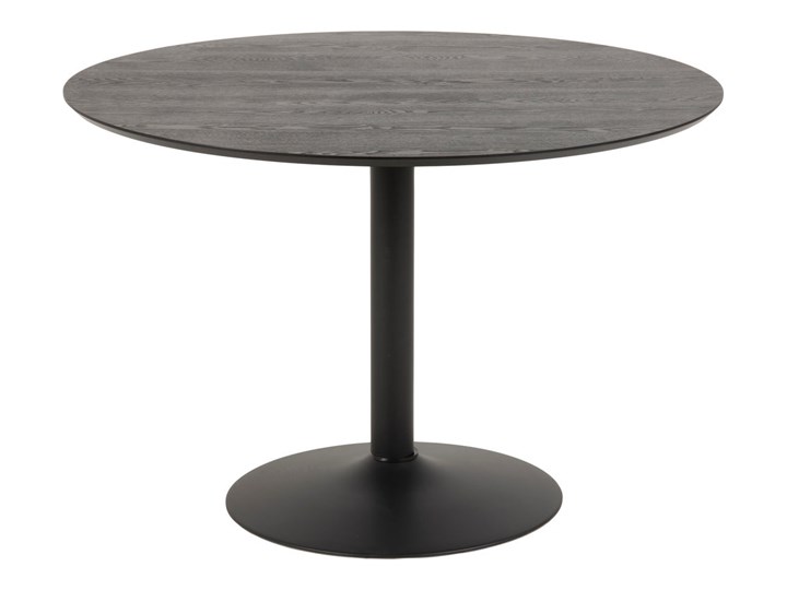 Stół okrągły czarny fornirowany blat jesion czarna metalowa noga Ø110x74 cm Drewno Płyta MDF Styl Nowoczesny