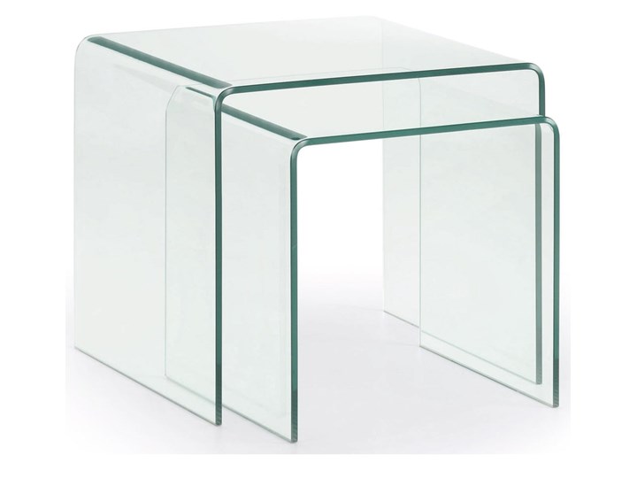 Zestaw Burano 2 szklanych stolików pomocniczych Szkło Wysokość 45 cm Długość 50 cm Szerokość 50 cm Kolor Przezroczysty Zestaw stolików Kolor Biały