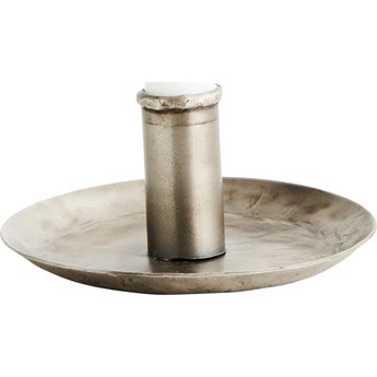 Świecznik żelazny 13 cm srebrny