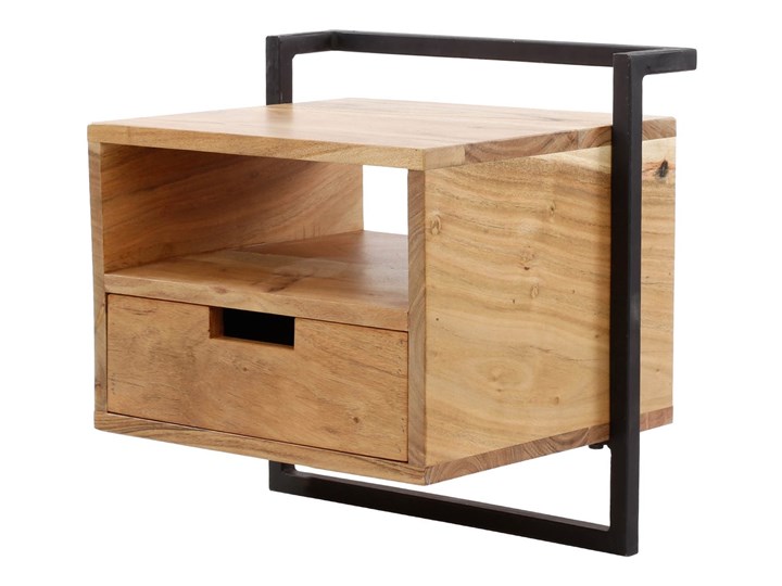 Szafka nocna wisząca Air Solid 44x45 cm akacja - stelaż czarny Typ Nocne Drewno Pomieszczenie Sypialnia