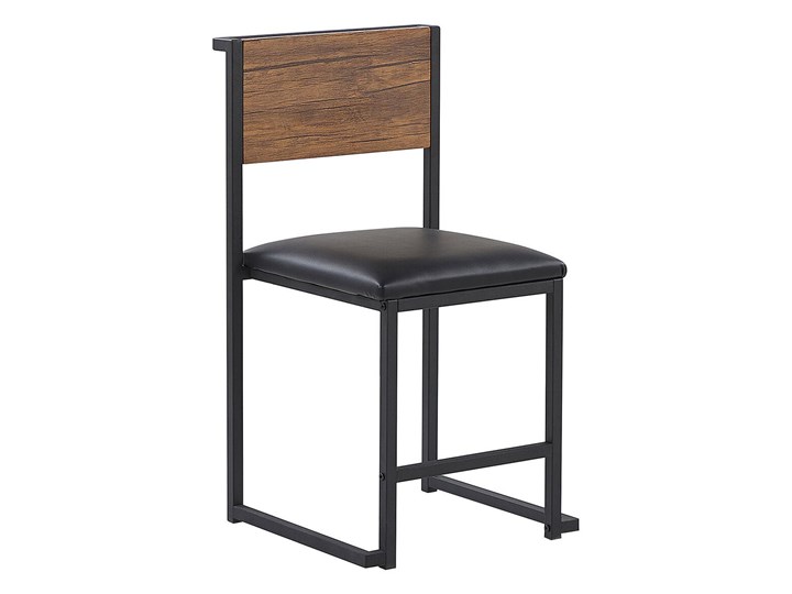 Beliani Zestaw do jadalni stół 110 x 70 cm i 4 krzesła ciemne drewno z czarnym stalowa rama tapicerowane siedziska styl industrialny Pomieszczenie Jadalnia Kategoria Stoły z krzesłami