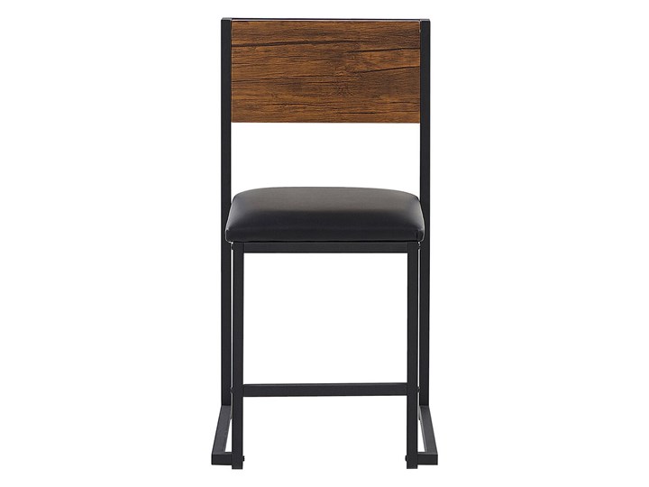 Beliani Zestaw do jadalni stół 110 x 70 cm i 4 krzesła ciemne drewno z czarnym stalowa rama tapicerowane siedziska styl industrialny Kategoria Stoły z krzesłami Pomieszczenie Jadalnia