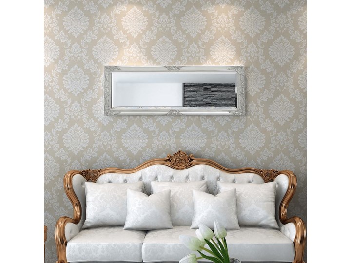 vidaXL Lustro ścienne w stylu barokowym, 140x50 cm, srebrne Prostokątne Lustro z ramą Styl Tradycyjny Kolor Srebrny
