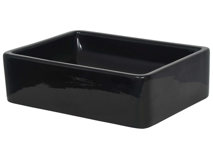 vidaXL Umywalka ceramiczna, prostokątna, 41x30x12 cm, czarna Szerokość 41 cm Ceramika Szkło Prostokątne Kolor Czarny Kategoria Umywalki