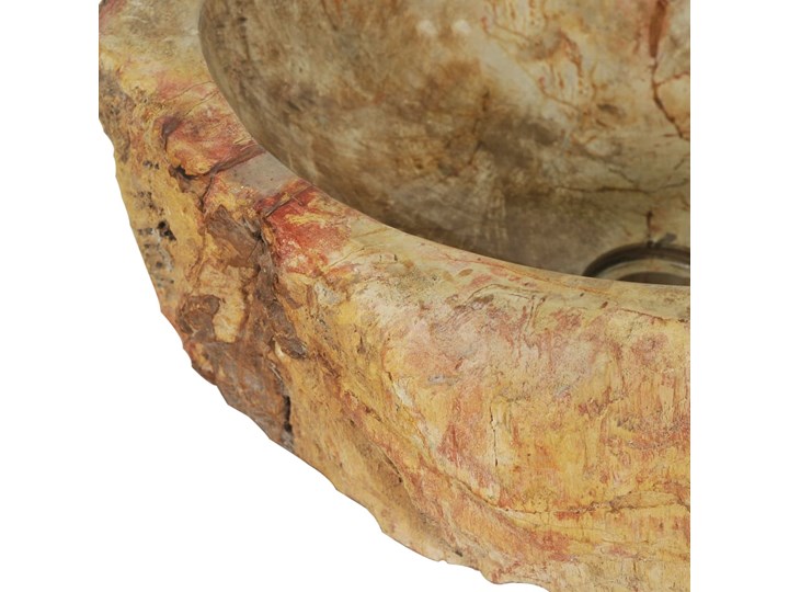 vidaXL Umywalka, 45 x 35 x 15 cm, skamieniałe drewno, kremowa Asymetryczne Szerokość 45 cm Szerokość 40 cm Kategoria Umywalki Kamień naturalny Kolor Brązowy