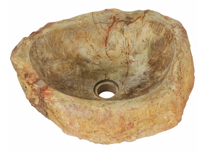 vidaXL Umywalka, 45 x 35 x 15 cm, skamieniałe drewno, kremowa Szerokość 45 cm Kategoria Umywalki Kamień naturalny Szerokość 40 cm Asymetryczne Kolor Brązowy