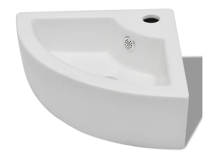 vidaXL Umywalka z przelewem, 45 x 32 x 12,5 cm, biała Ceramika Szerokość 45 cm Narożne Półokrągłe Kolor Biały
