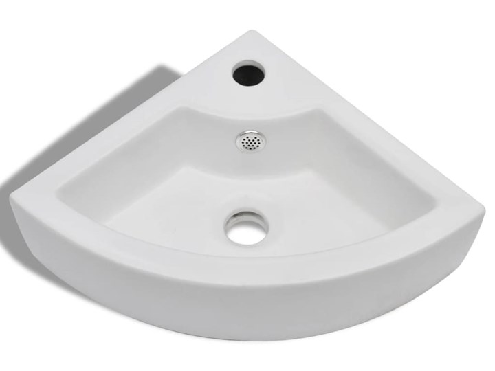 vidaXL Umywalka z przelewem, 45 x 32 x 12,5 cm, biała Szerokość 45 cm Półokrągłe Ceramika Narożne Kolor Biały