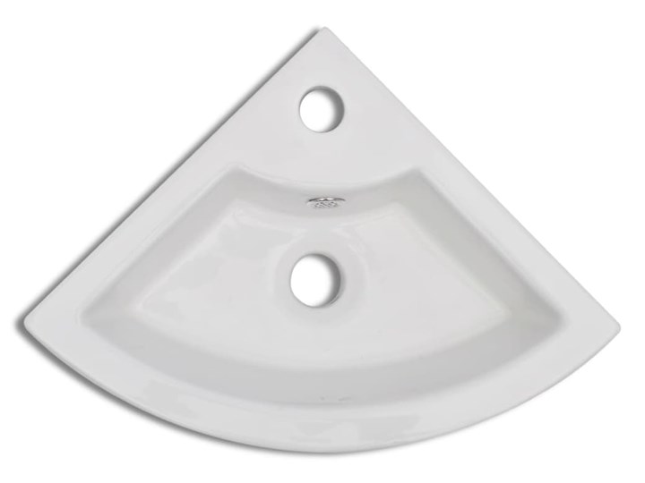 vidaXL Umywalka z przelewem, 45 x 32 x 12,5 cm, biała Półokrągłe Szerokość 45 cm Ceramika Narożne Kolor Biały Kategoria Umywalki