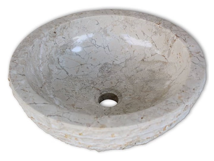 vidaXL Umywalka marmurowa, 40 cm, kremowa Okrągłe Kolor Beżowy