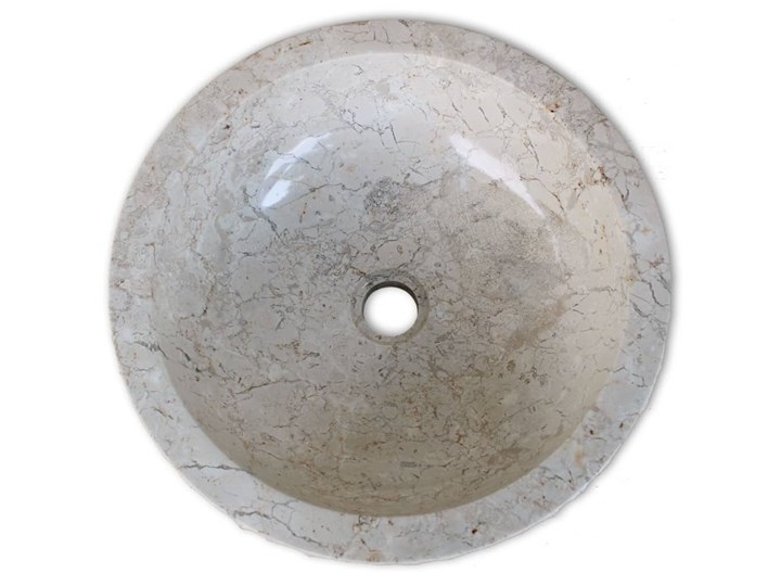 vidaXL Umywalka marmurowa, 40 cm, kremowa Okrągłe Kolor Beżowy