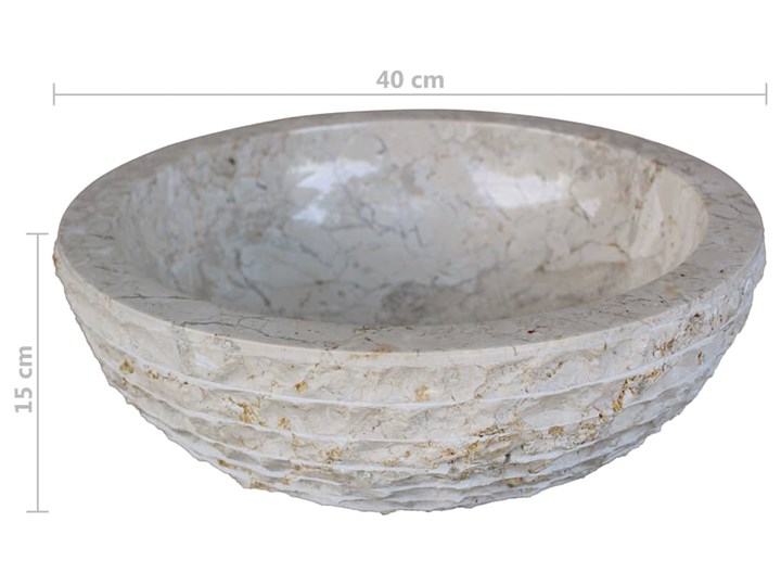 vidaXL Umywalka marmurowa, 40 cm, kremowa Okrągłe Kolor Beżowy Kategoria Umywalki