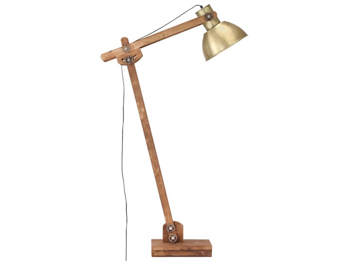vidaXL Lampa podłogowa, kolor mosiądzu, E27, lite drewno mango Lampa z kloszem Metal Pomieszczenie Salon