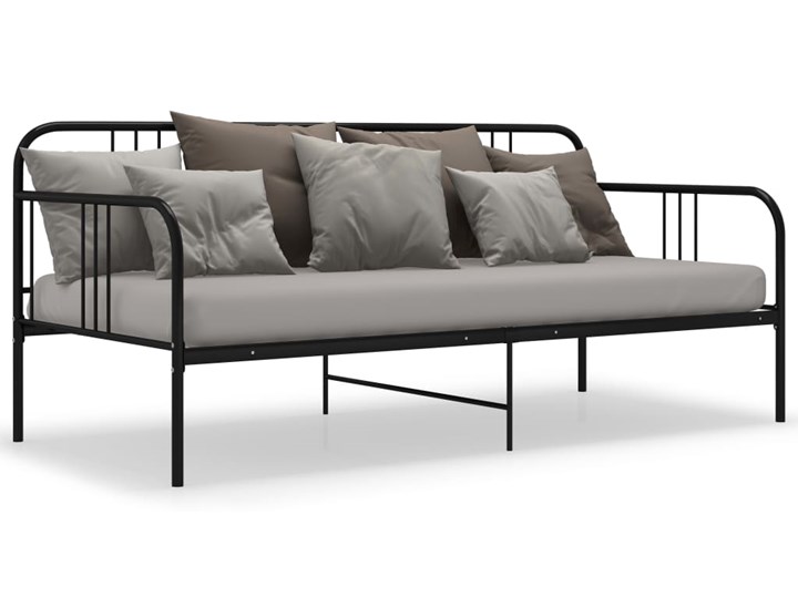 vidaXL Rama sofy, czarna, metalowa, 90x200 cm Łóżko metalowe Kolor Czarny