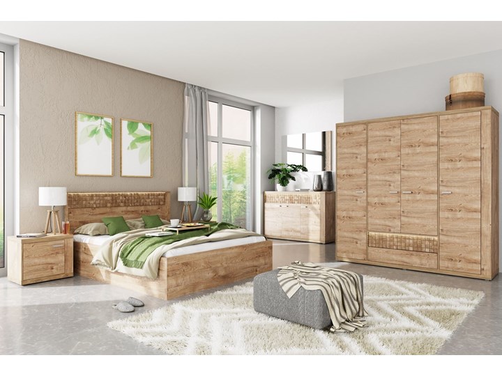 Łóżko N-17 NATURAL dąb RIBBECK Łóżko drewniane Drewno Liczba miejsc Dwuosobowe Kategoria Łóżka do sypialni
