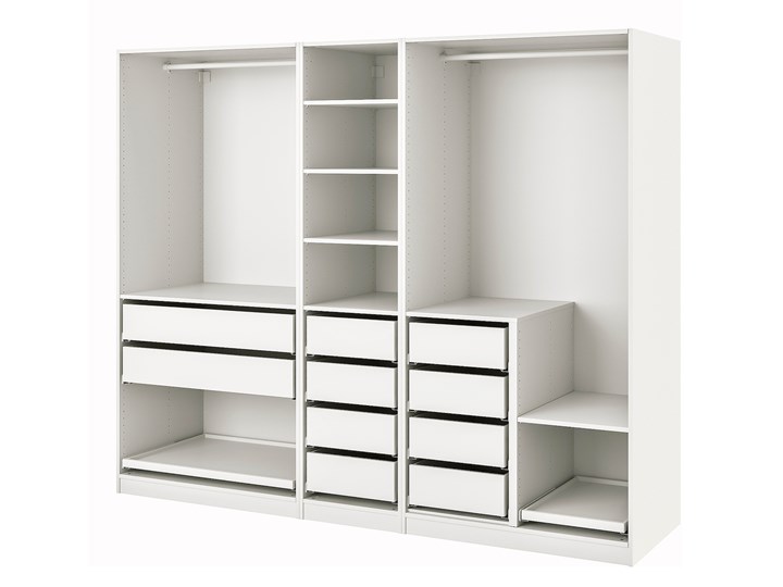 IKEA PAX Kombinacja szafy, biały, 250x58x201 cm Szerokość 250 cm Głębokość 58 cm Kategoria Szafy do garderoby